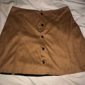 Brown velvet button down skirt